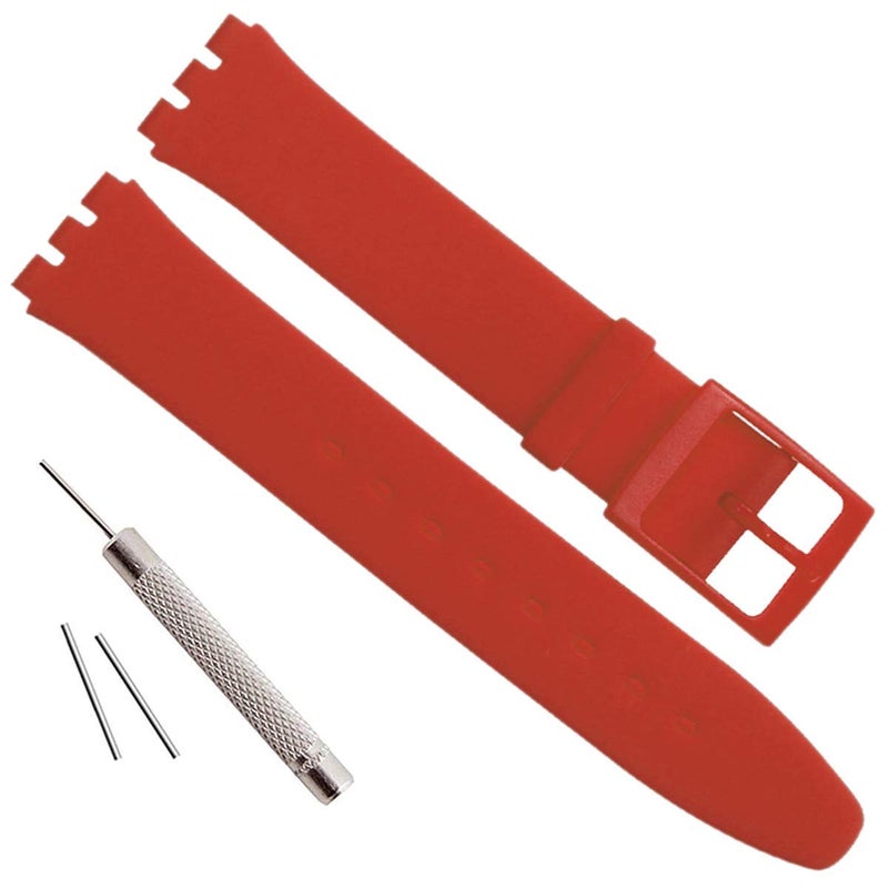 GreenOlive Ultra-thin Replacement Waterproof Silicone Rubber Watch Strap Watch Band for Swatch Skin Series (16mm, Red) - Image 1